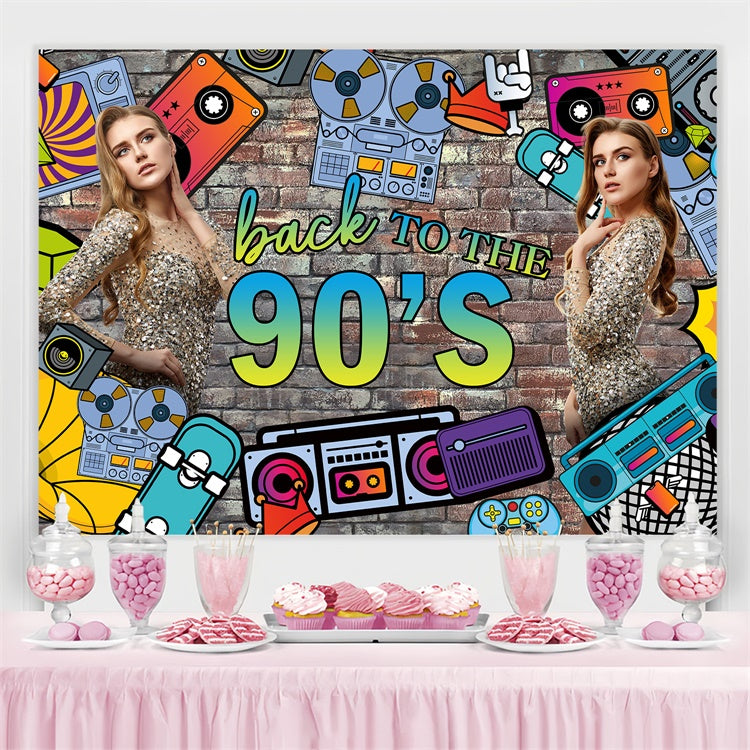 Dance Party Backdrops 90s Graffiti Brick Wall Custom Backdrop BRP4-187