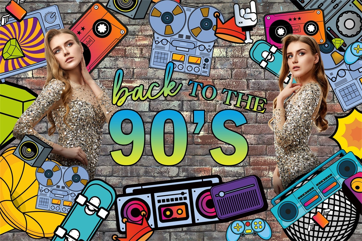 Dance Party Backdrops 90s Graffiti Brick Wall Custom Backdrop BRP4-187