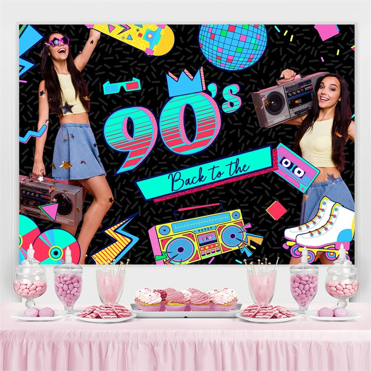Backdrops For Dances Bright Neon 90s Vibes Customized Backdrop BRP4-188