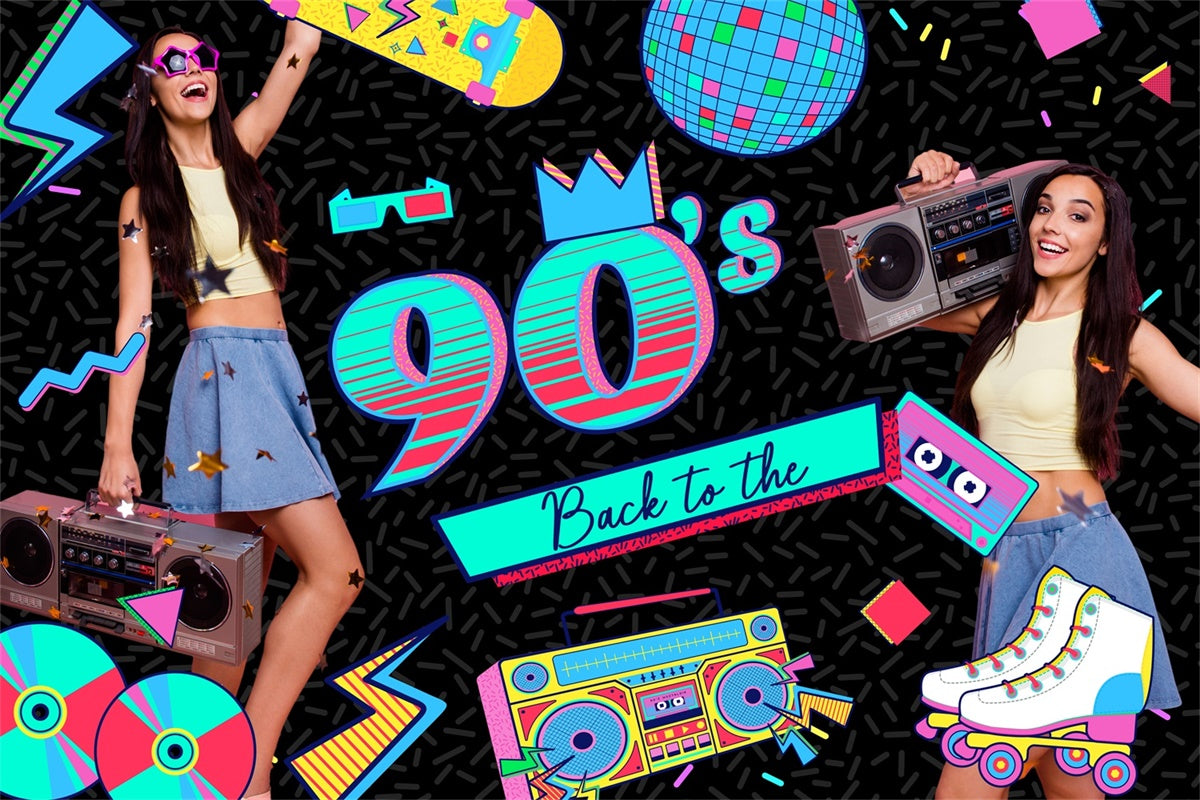 Backdrops For Dances Bright Neon 90s Vibes Customized Backdrop BRP4-188