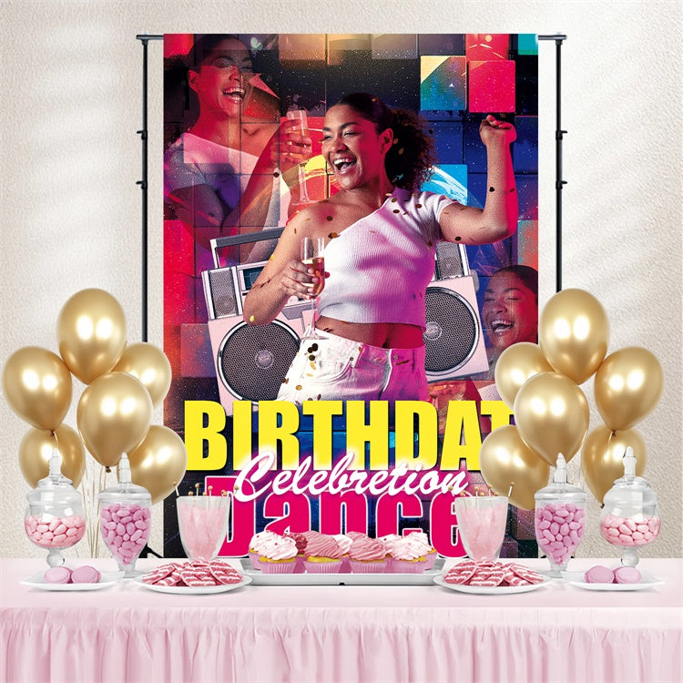 Dance Backdrop Retro Music Birthday Celebration Custom Backdrop BRP4-189