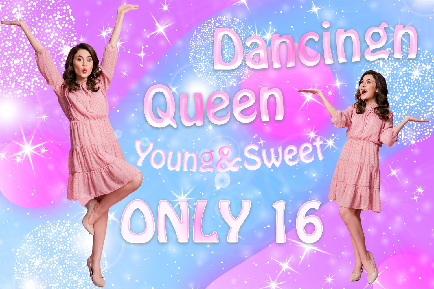 Dance Photo Backdrop Sparkling Pink Blue Glow Customized Backdrop BRP4-190