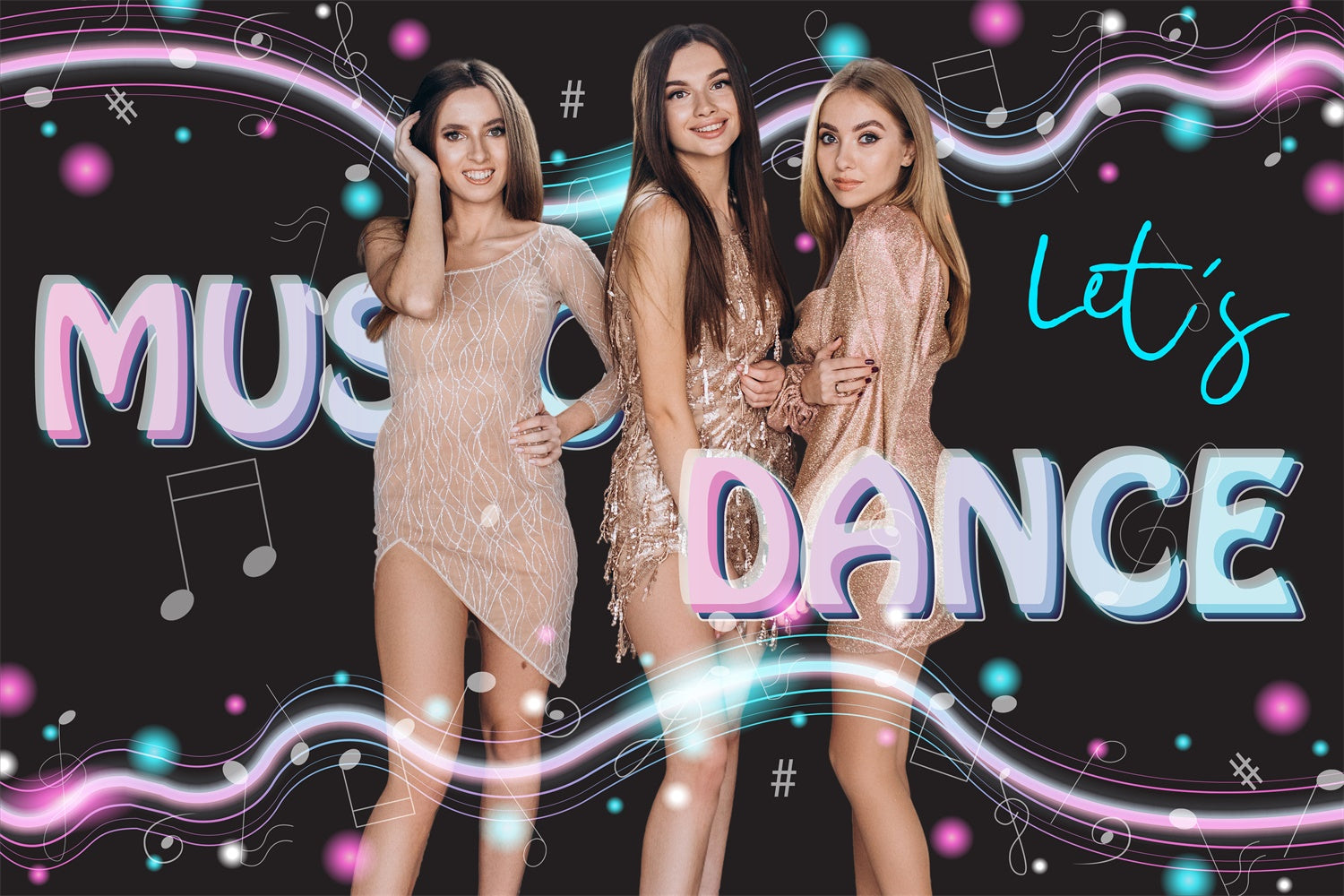 Backdrop Dance Musical Glow Elegant Party Personalized Backdrop BRP4-191
