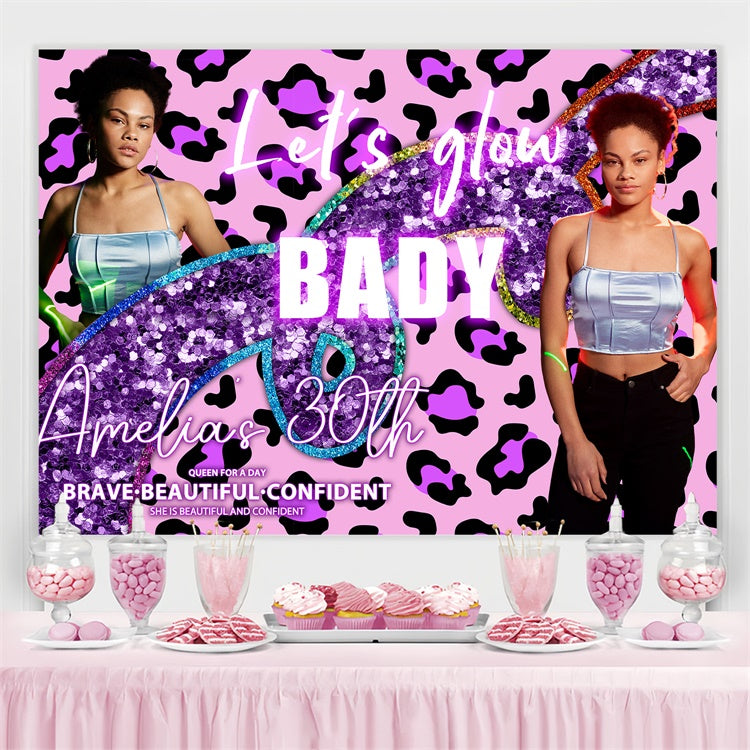 Backdrop For Dance Pink Leopard Glow 30th Personalized Backdrop BRP4-193