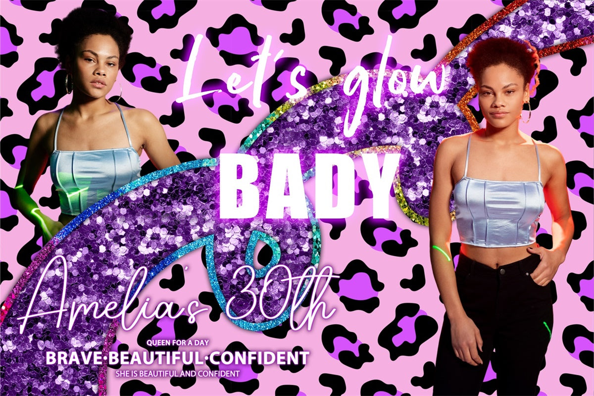 Backdrop For Dance Pink Leopard Glow 30th Personalized Backdrop BRP4-193