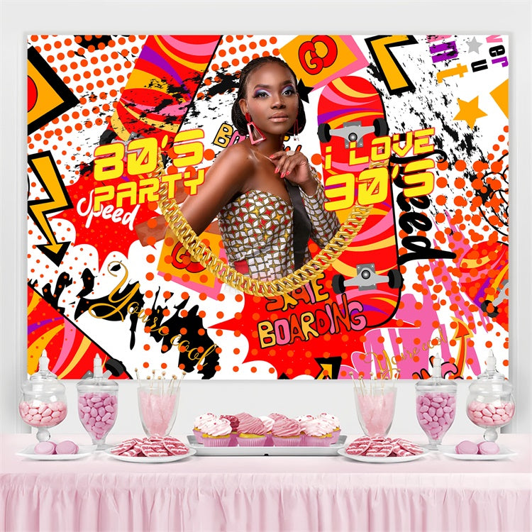 Dance Party Backdrops Retro Graffiti 80s Custom Backdrop BRP4-197
