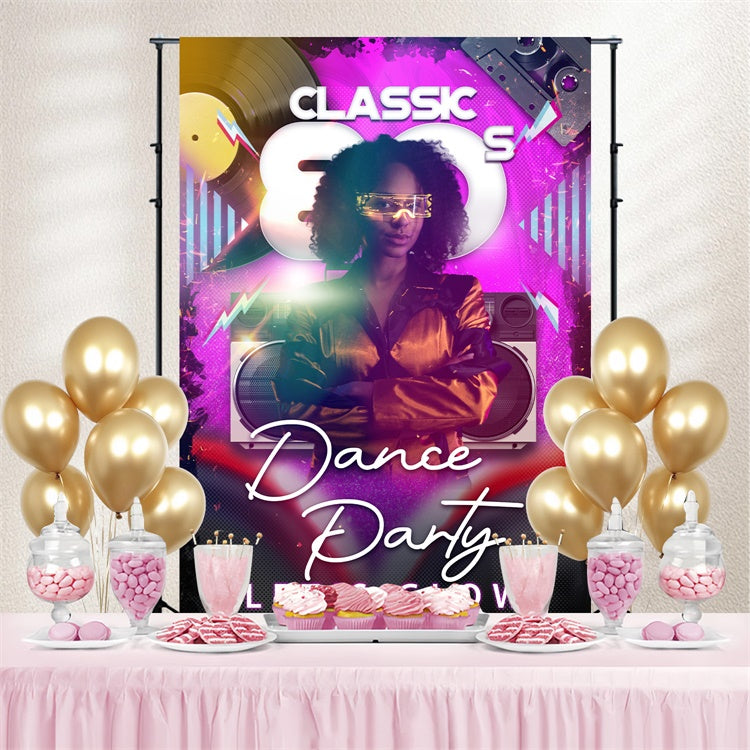 Dance Backdrop Ideas Retro Cassette Neon Customized Backdrop BRP4-198