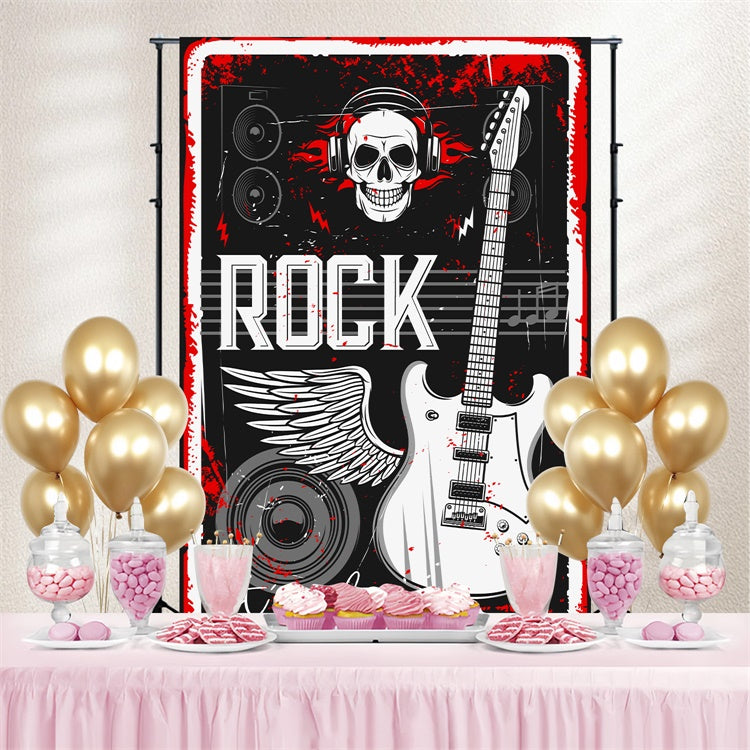 Dance Party Backdrops Rock Vibes Electric Guitar Custom Backdrop BRP4-202