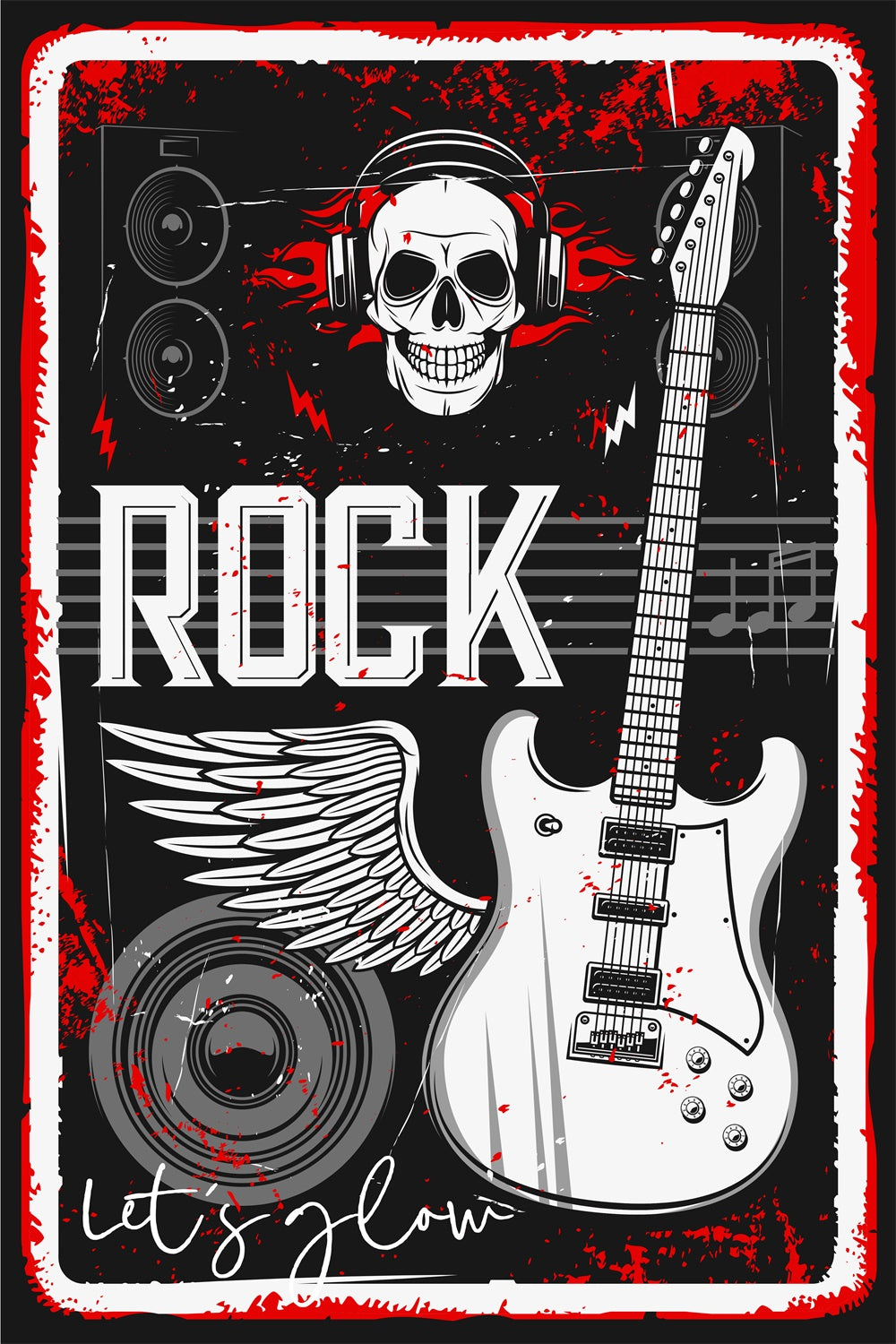 Dance Party Backdrops Rock Vibes Electric Guitar Custom Backdrop BRP4-202