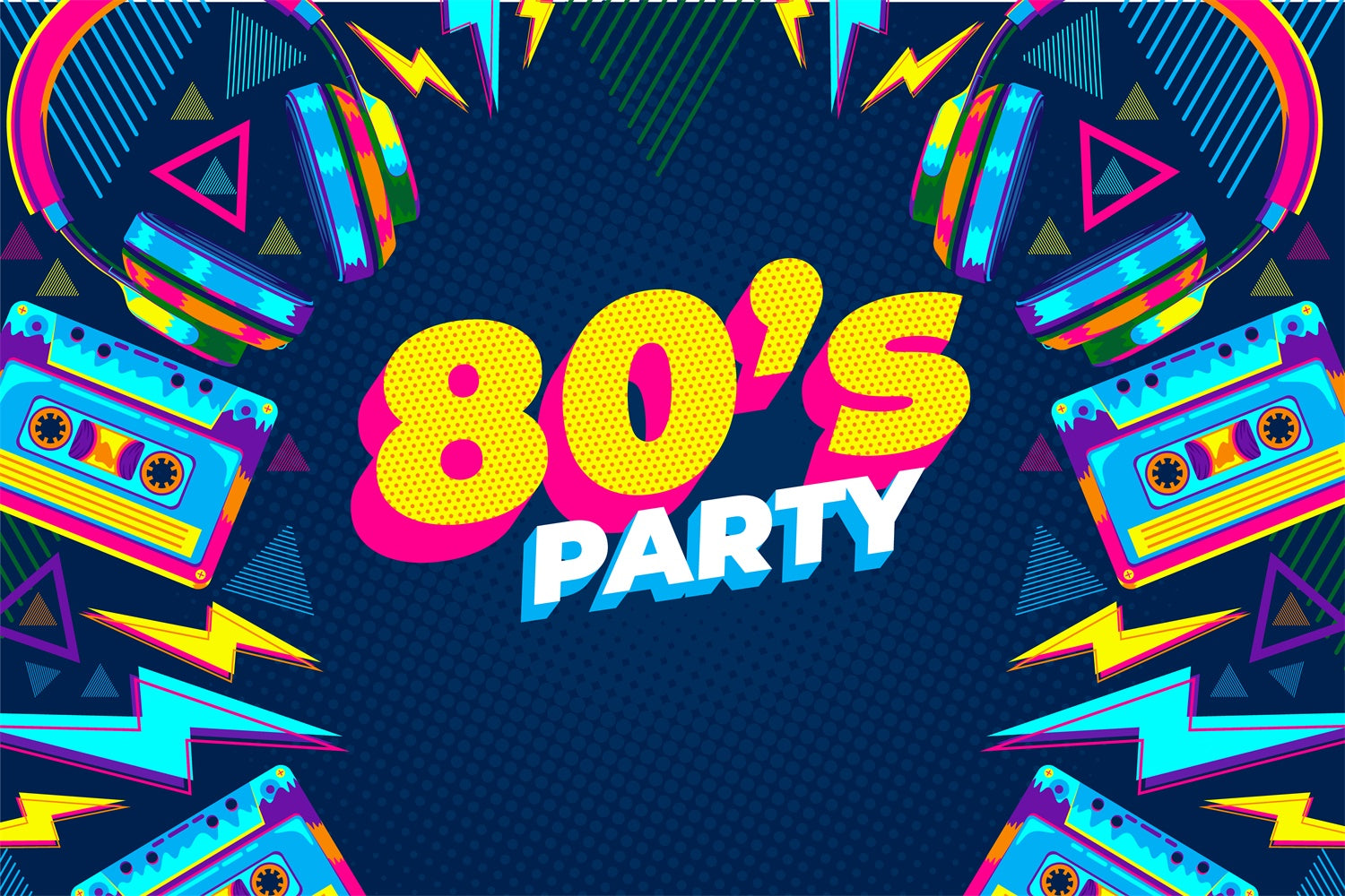Dance Backdrop Comic Style 80s Dance Party Customized Backdrop BRP4-215