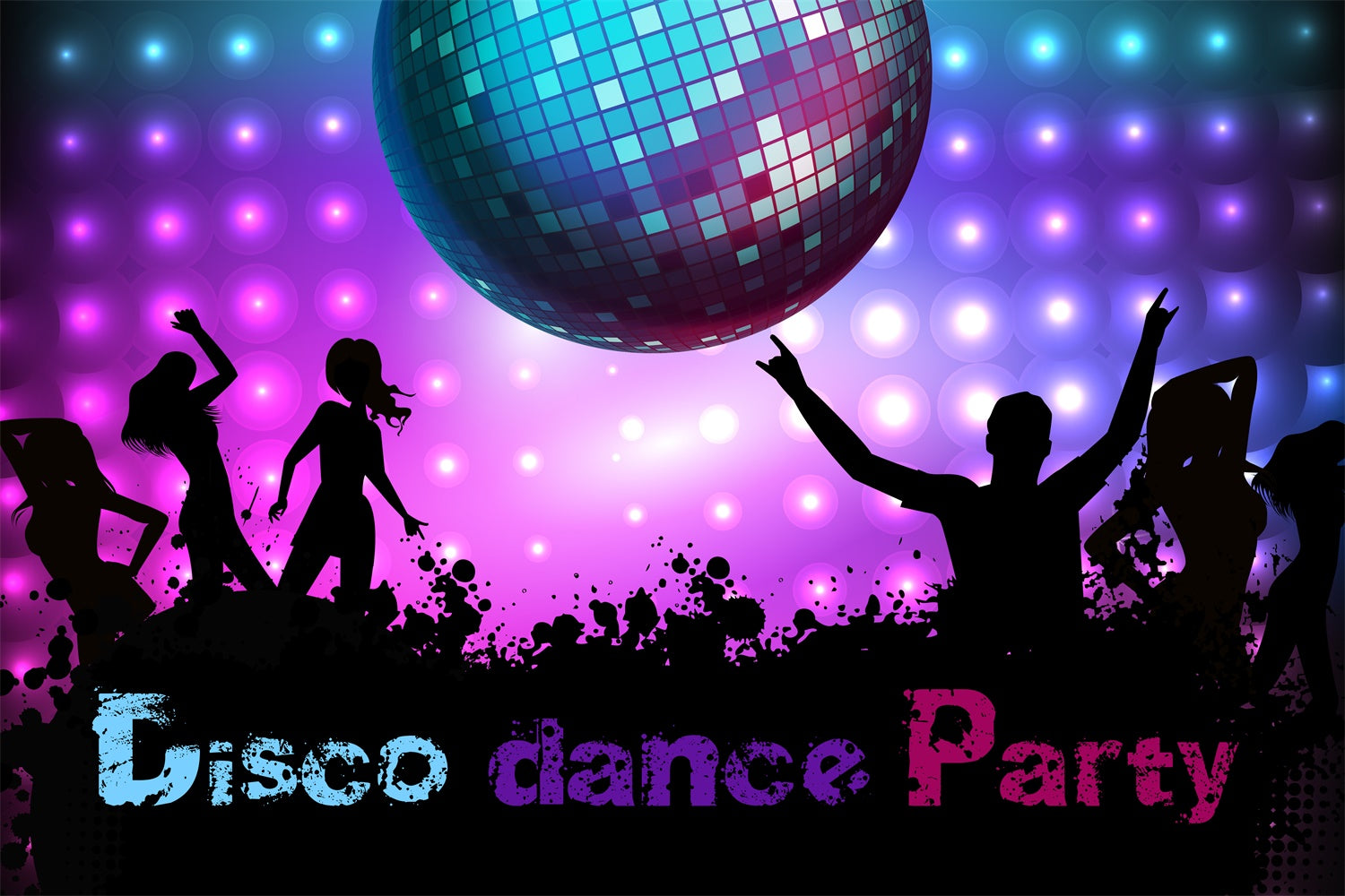 Dance Party Backdrops Mirror Ball Neon Club Customized Backdrop BRP4-217