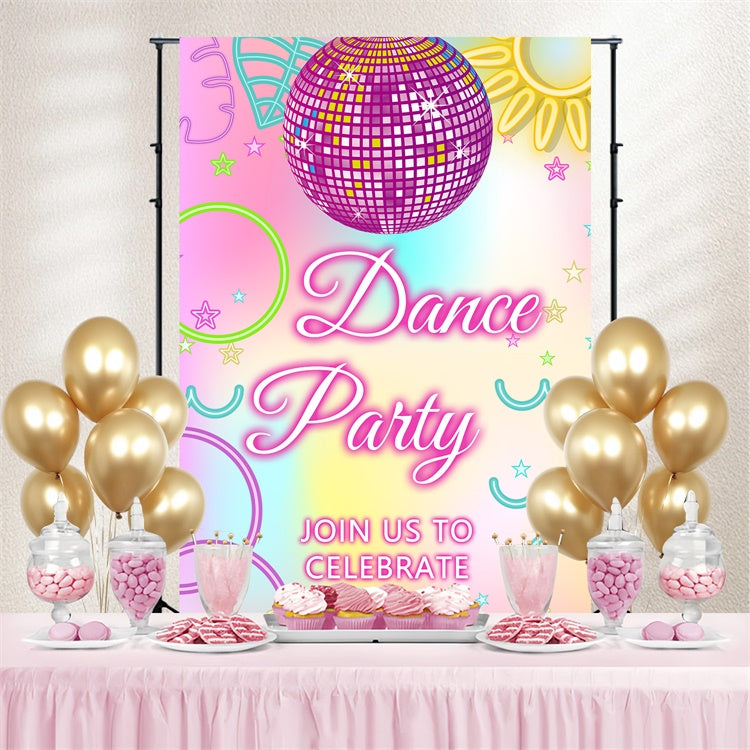 Dance Backdrop Pink Mirror Ball Celebration Customized Backdrop BRP4-219