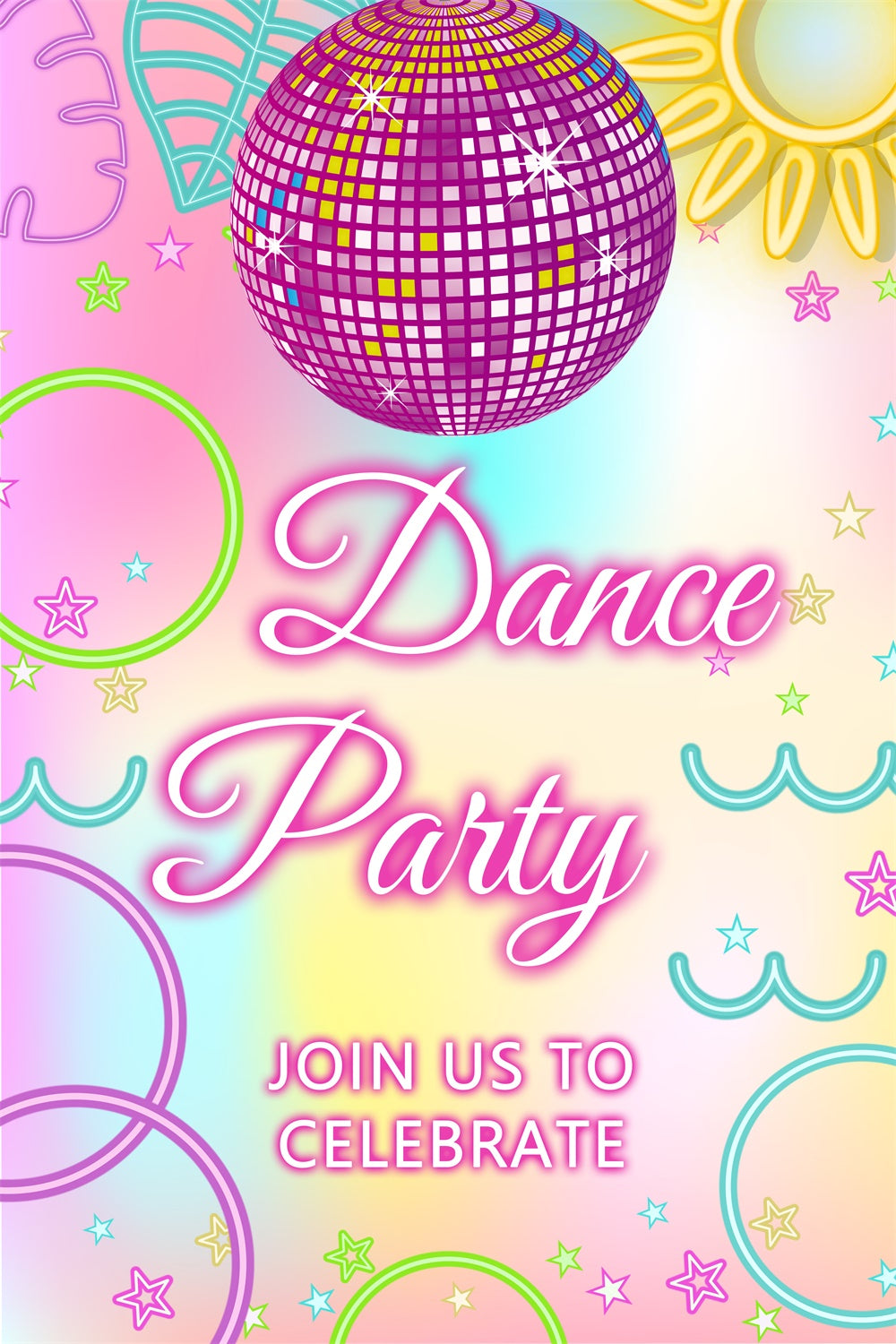 Dance Backdrop Pink Mirror Ball Celebration Customized Backdrop BRP4-219