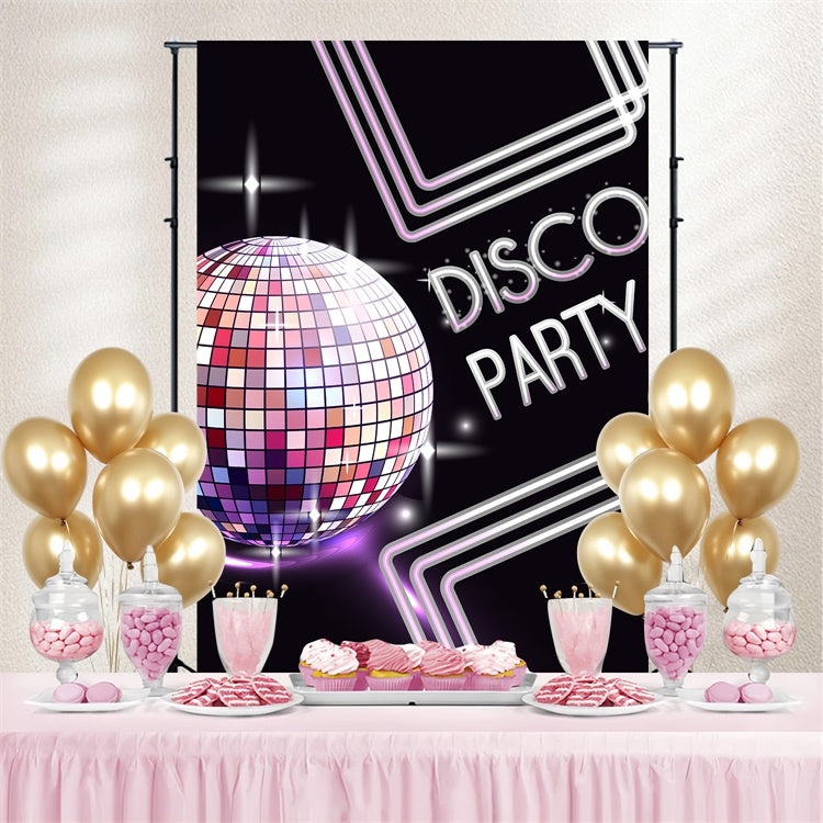 Dance Photo Backdrop Disco Ball Neon Lines Personalized Backdrop BRP4-222