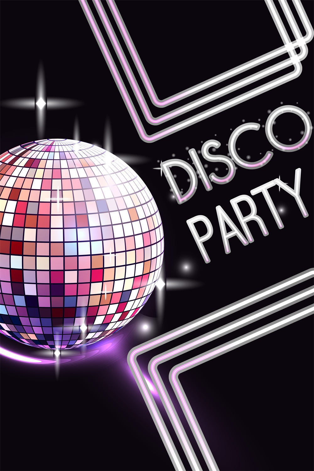 Dance Photo Backdrop Disco Ball Neon Lines Personalized Backdrop BRP4-222