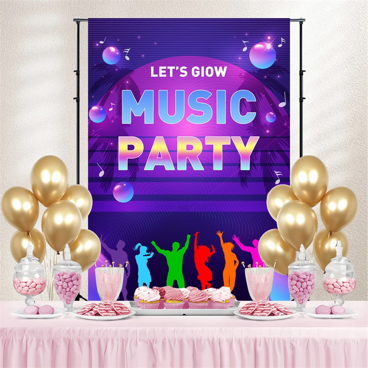Dance Backdrop Ideas Palm Neon Music Dance Customized Backdrop BRP4-223