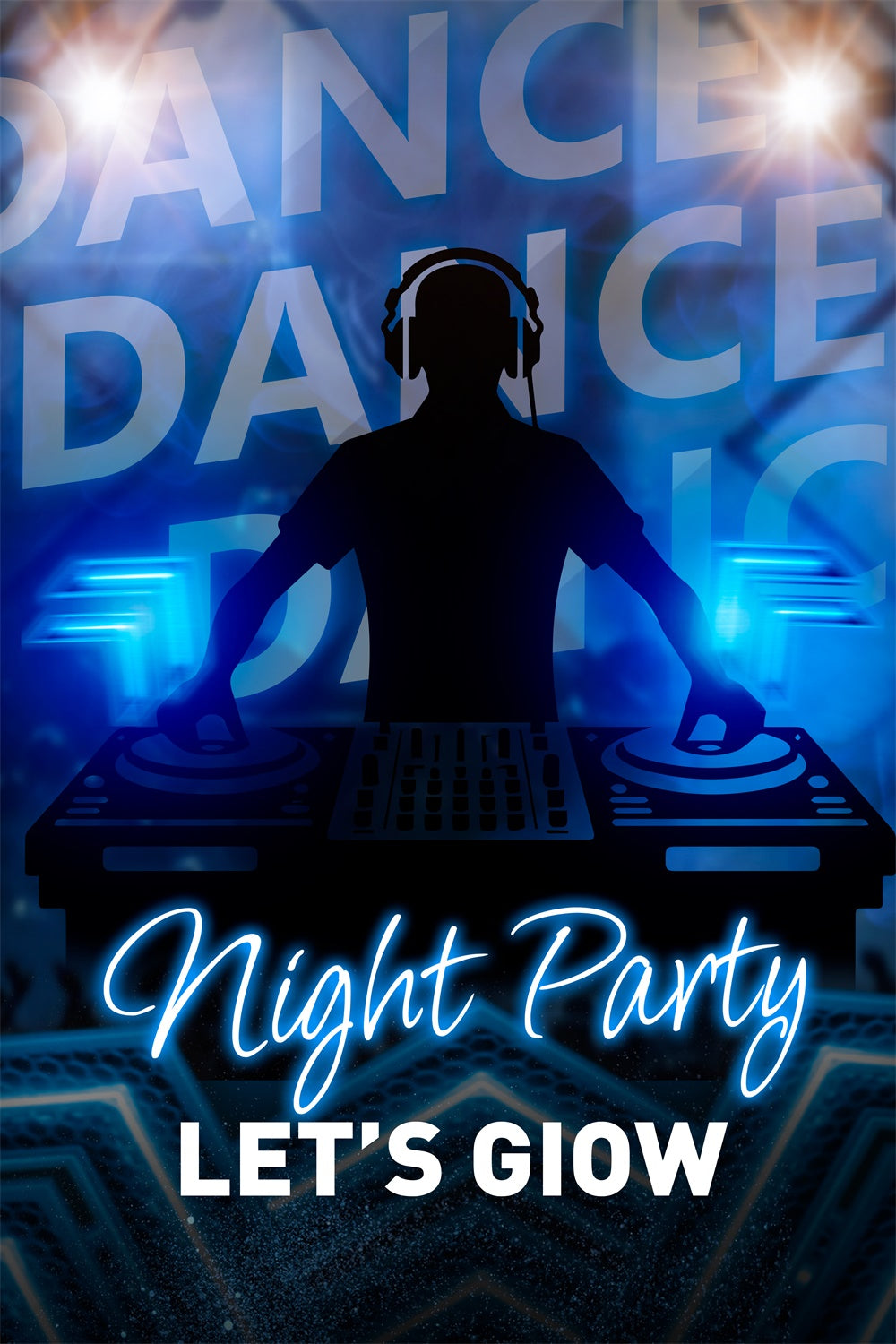 Backdrop For Dance Blue Glow Dance Vibes Personalized Backdrop BRP4-224