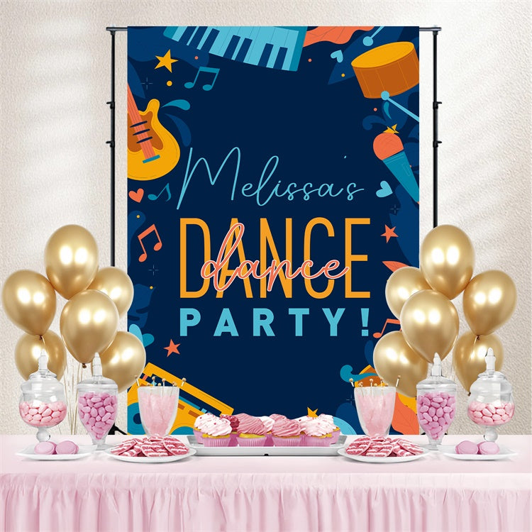 Backdrop For Dance Cartoon Guitar Drum Personalized Backdrop BRP4-226