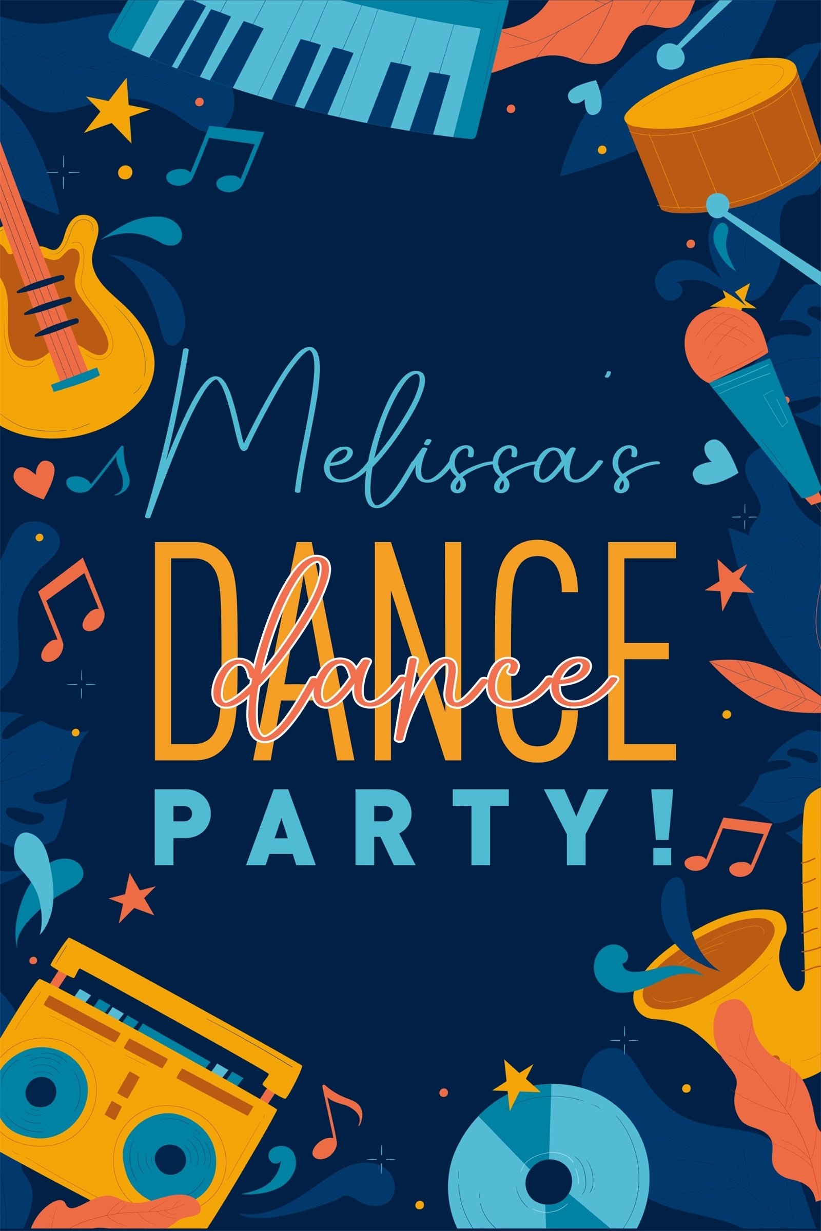 Backdrop For Dance Cartoon Guitar Drum Personalized Backdrop BRP4-226