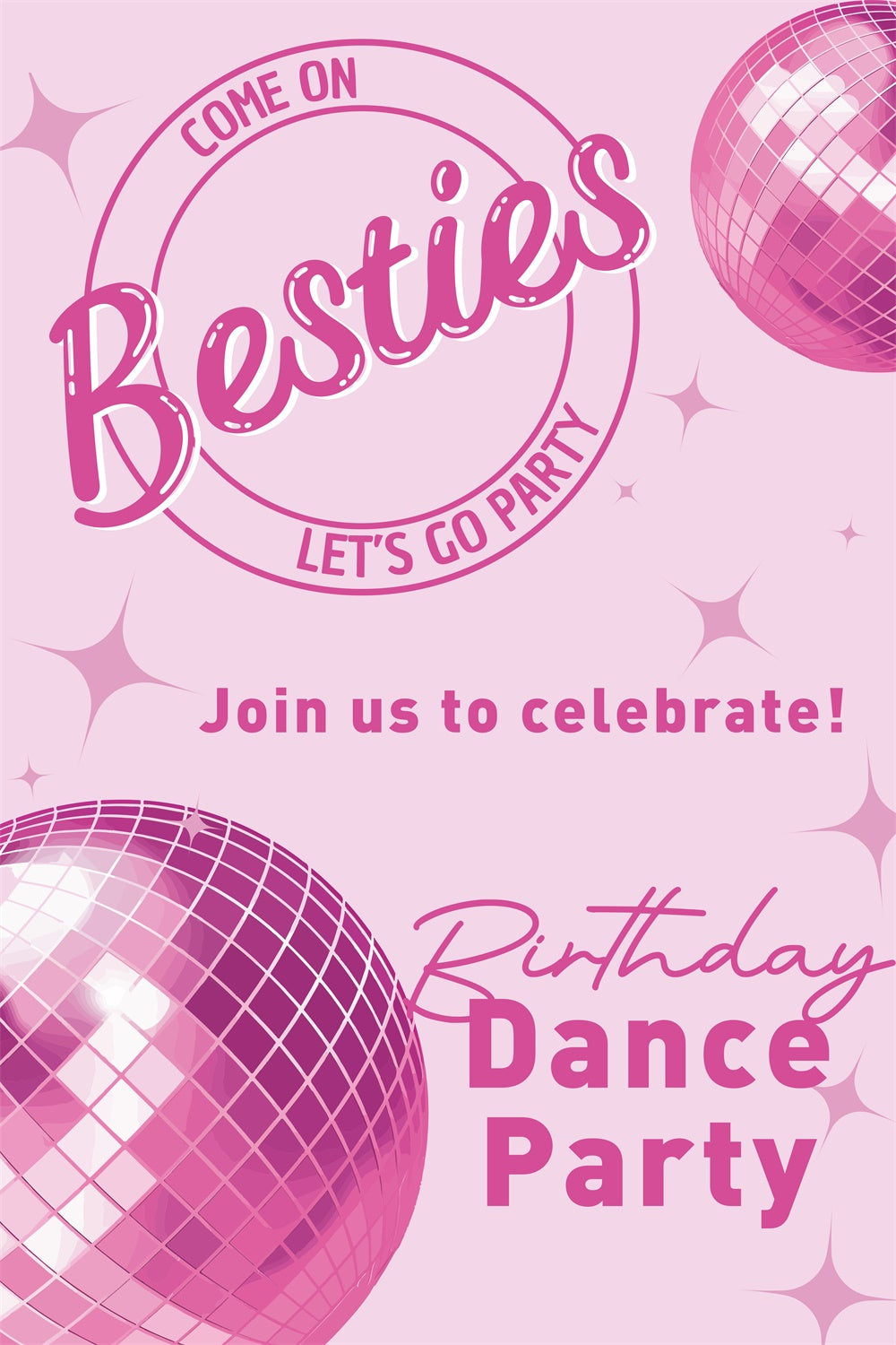Dance Party Backdrops Sparkling Disco Ball Pink Custom Backdrop BRP4-227