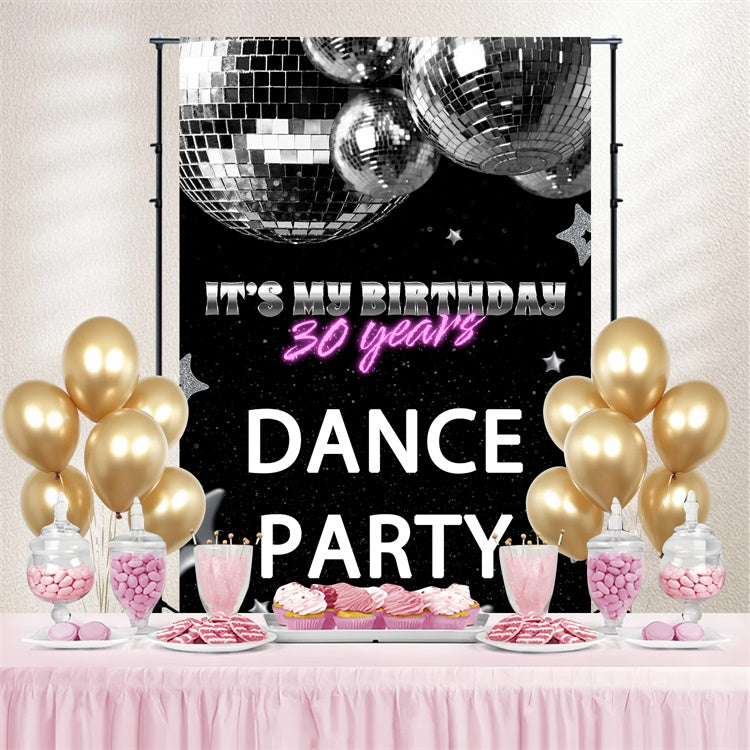 Dance Photo Backdrop Silver Disco Ball Black Customized Backdrop BRP4-229