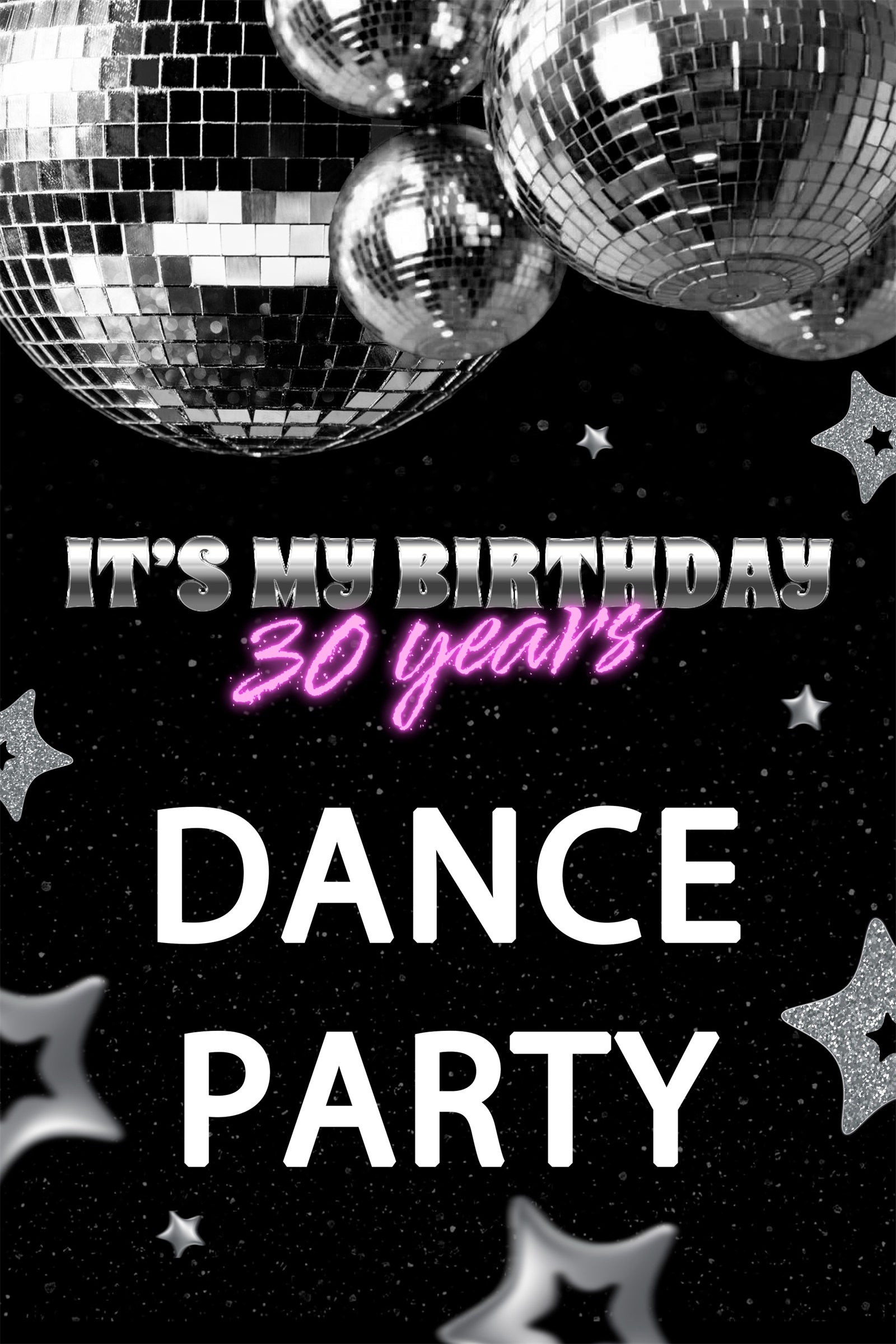 Dance Photo Backdrop Silver Disco Ball Black Customized Backdrop BRP4-229