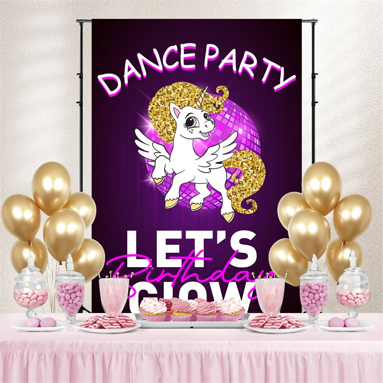 Backdrop Dance Glitter Unicorn Disco Party Customized Backdrop BRP4-231