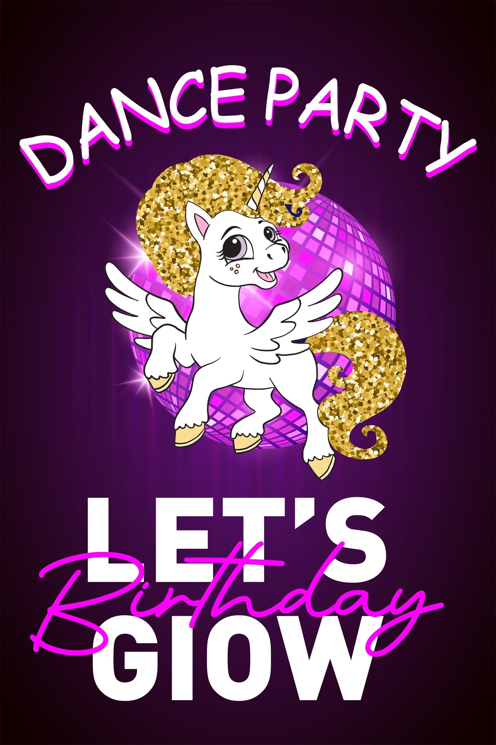 Backdrop Dance Glitter Unicorn Disco Party Customized Backdrop BRP4-231