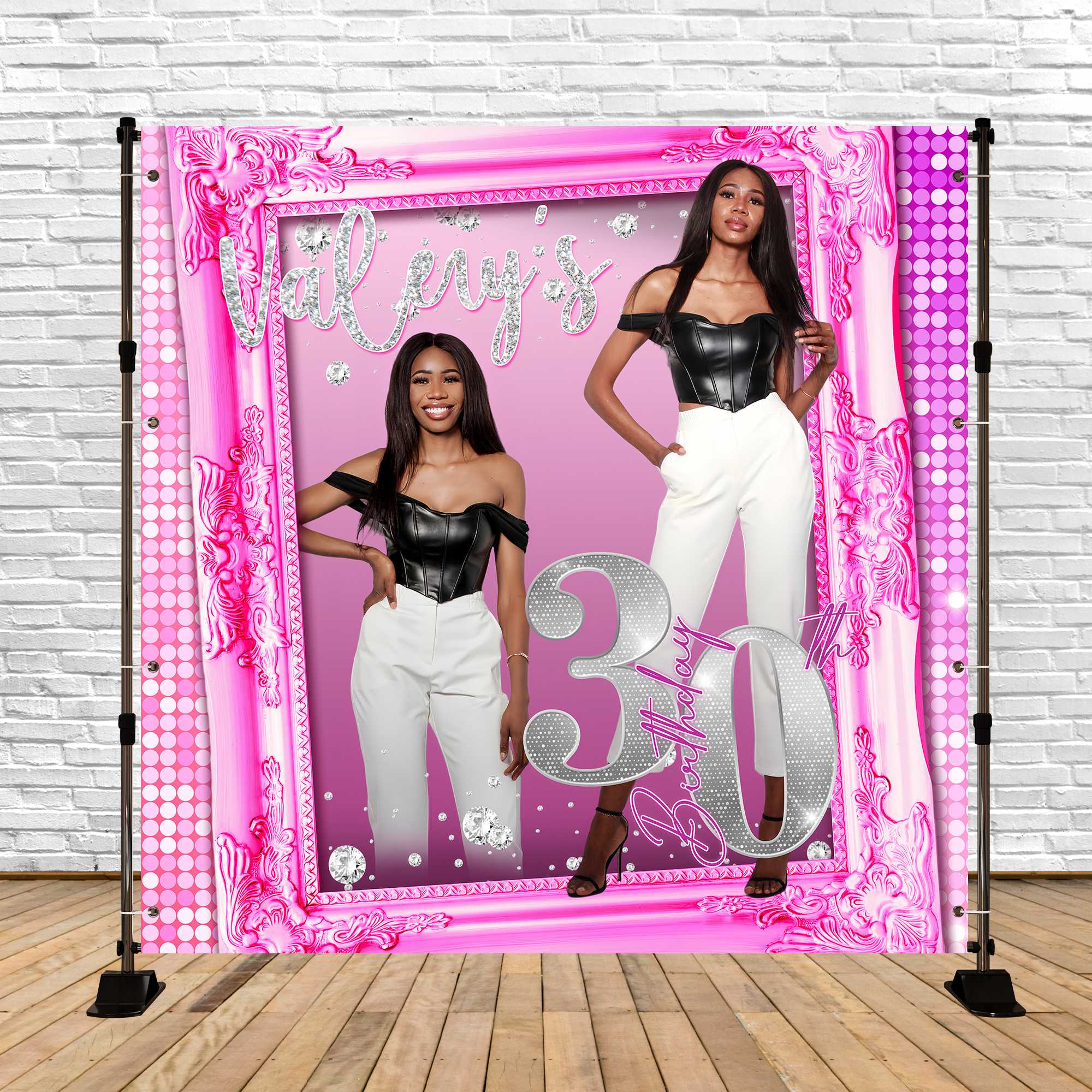 Personalized Birthday Backdrops Glamorous 30th Pink Sequin Backdrop BRP5-100