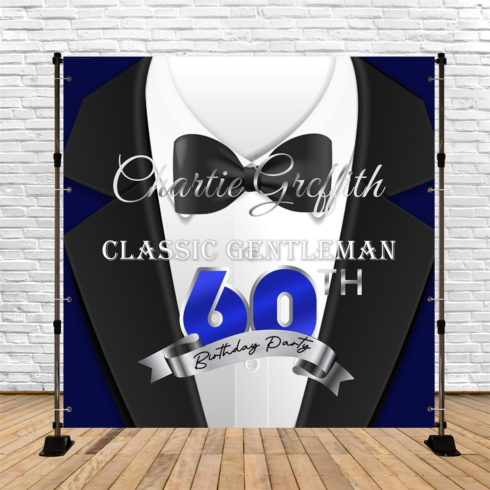 Cusatom Backdrop 60th Birthday Backdrops Tuxedo Style Elegant Custom Backdrop BRP5-105