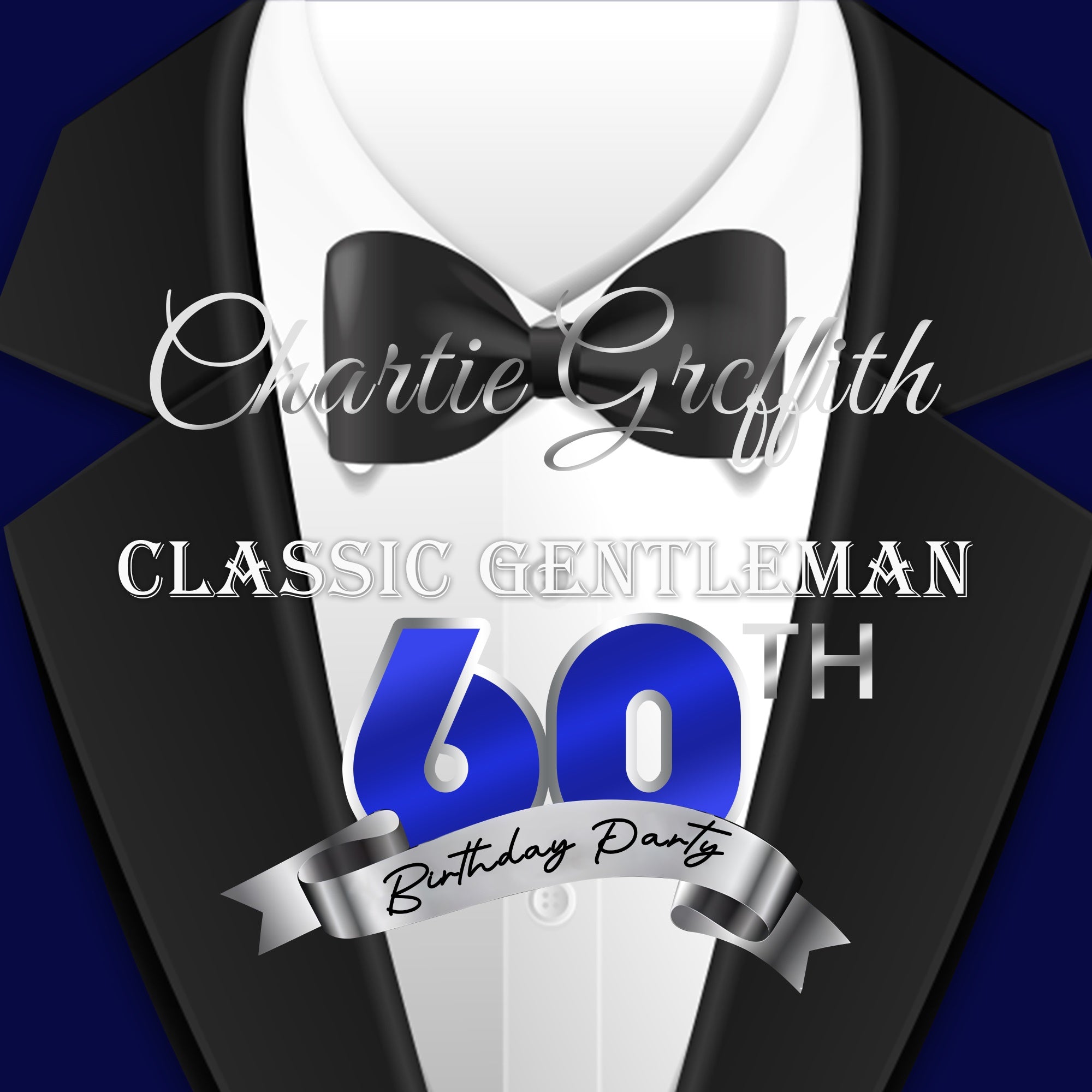 60th Birthday Backdrops Tuxedo Style Elegant Custom Backdrop BRP5-105