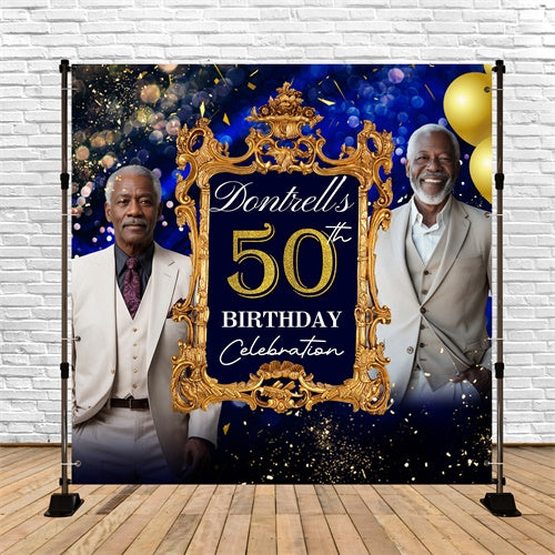 50th Birthday Backdrop Regal Gold Frame Customized Backdrop BRP5-106