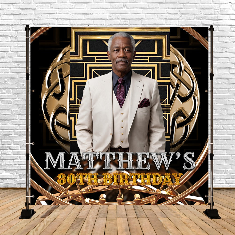 Personalized Birthday Backdrop Elegant 80th Regal Frame Backdrop BRP5-110