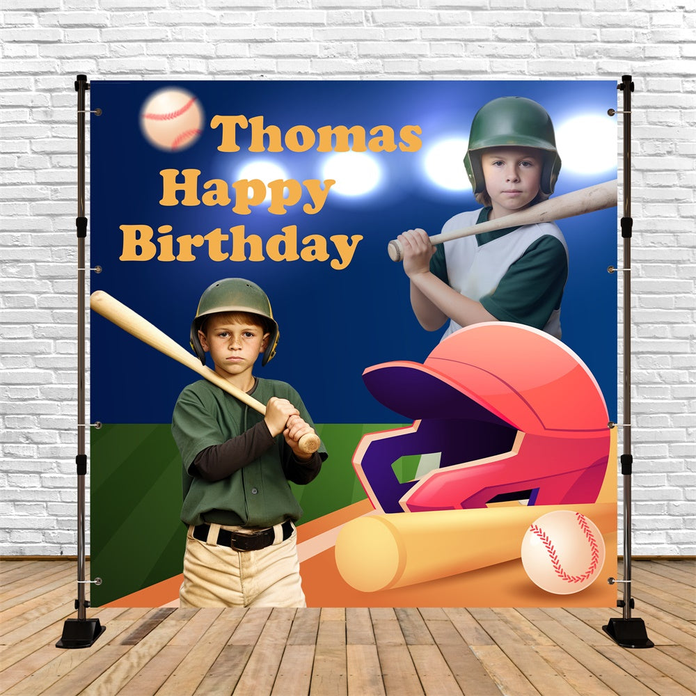 Custom Birthday Backdrops Baseball Field Birthday Bash Backdrop BRP5-114