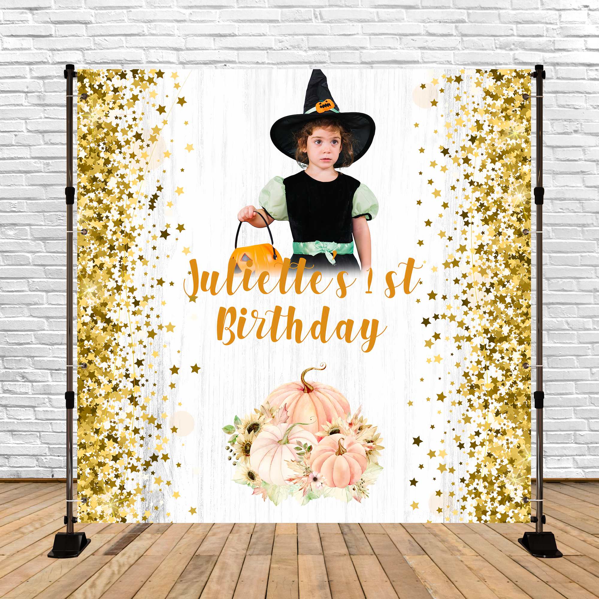 First Birthday Backdrop Enchanted Halloween Sparkly Custom Backdrop BRP5-117