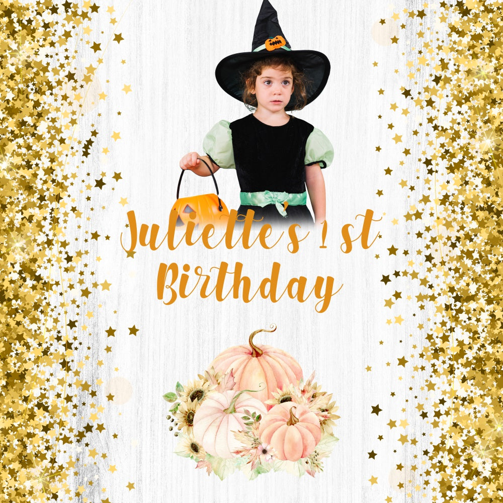 First Birthday Backdrop Enchanted Halloween Sparkly Custom Backdrop BRP5-117