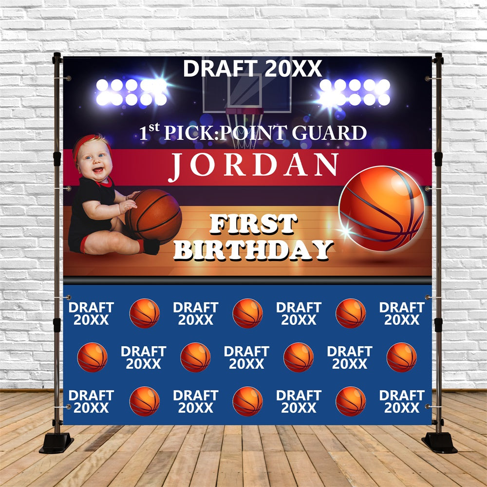 First Birthday Backdrop Basketball Sports Glow Backdrop BRP5-118