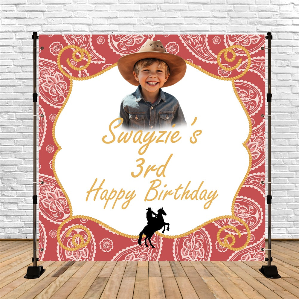 Custom Backdrop For Birthday Party Western Adventure 3rd Backdrop BRP5-119