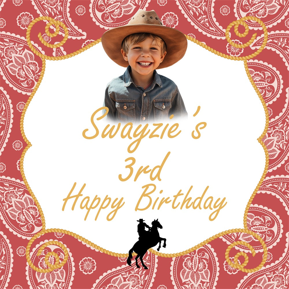 Custom Backdrop For Birthday Party Western Adventure 3rd Backdrop BRP5-119