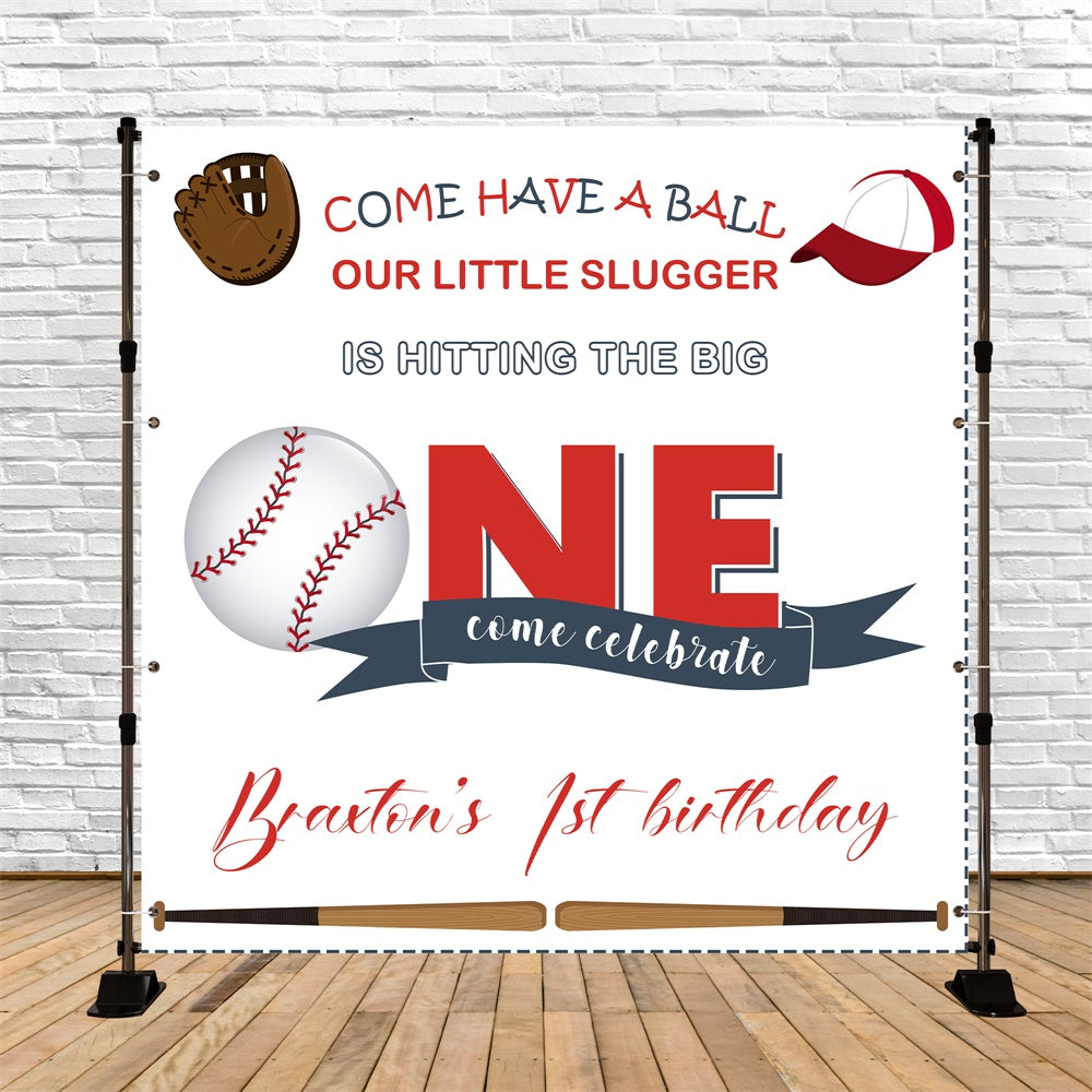 1st Birthday Backdrop Baseball Theme Sports Customized Backdrop BRP5-120