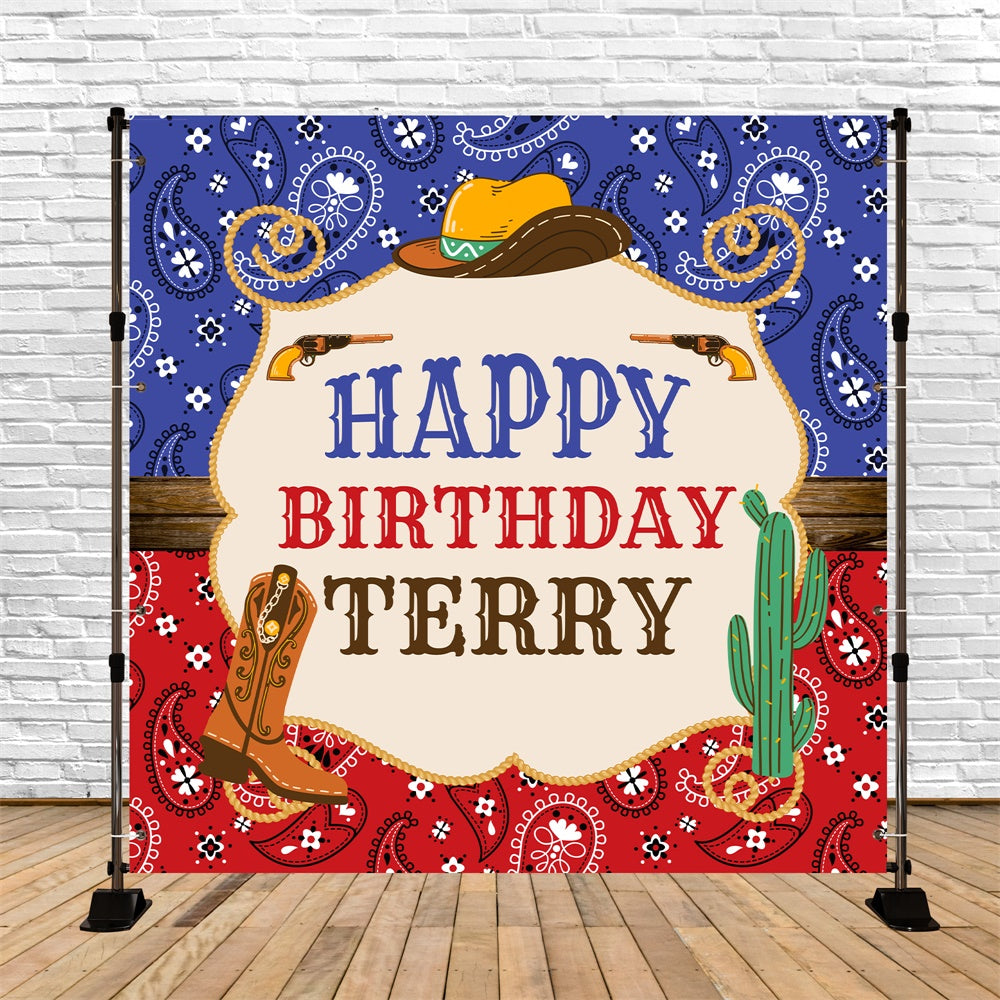 Customized Backdrop For Birthday Cactus Cowboy Charm Backdrop BRP5-121