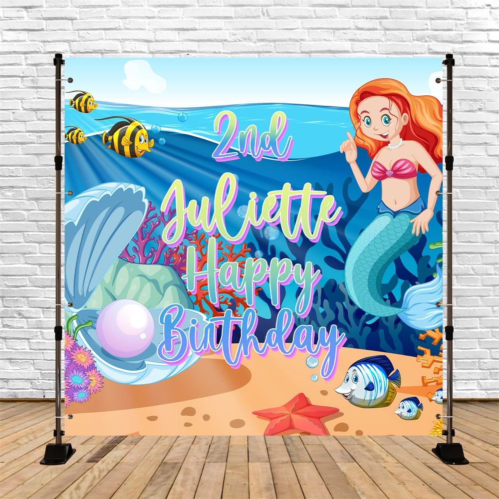 Personalized Birthday Backdrop Mermaid Magic 2nd Birthday Backdrop BRP5-123