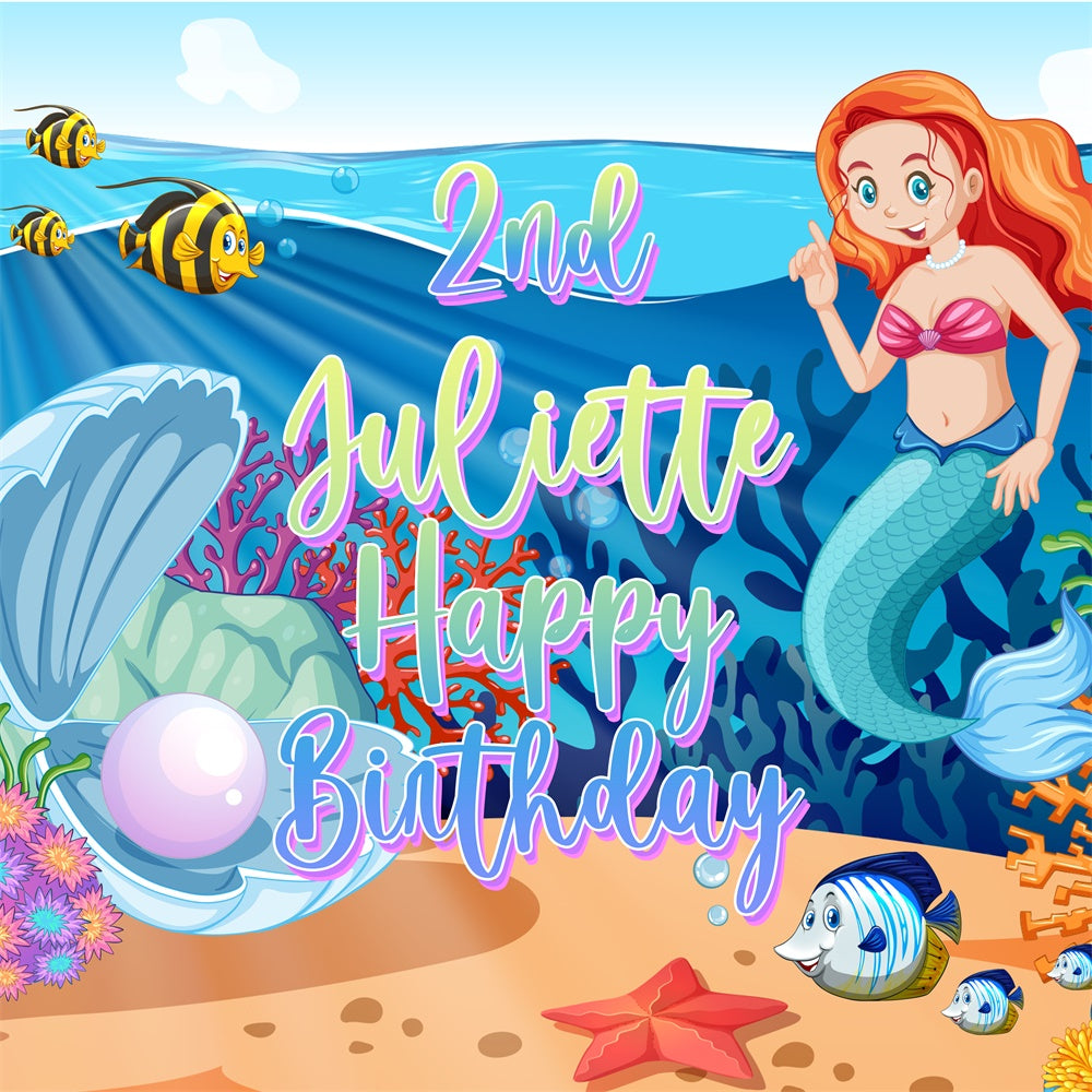 Personalized Birthday Backdrop Mermaid Magic 2nd Birthday Backdrop BRP5-123