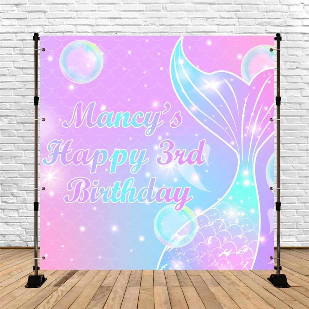 Custom Birthday Backdrop Sparkling Mermaid Tail 3rd Backdrop BRP5-124