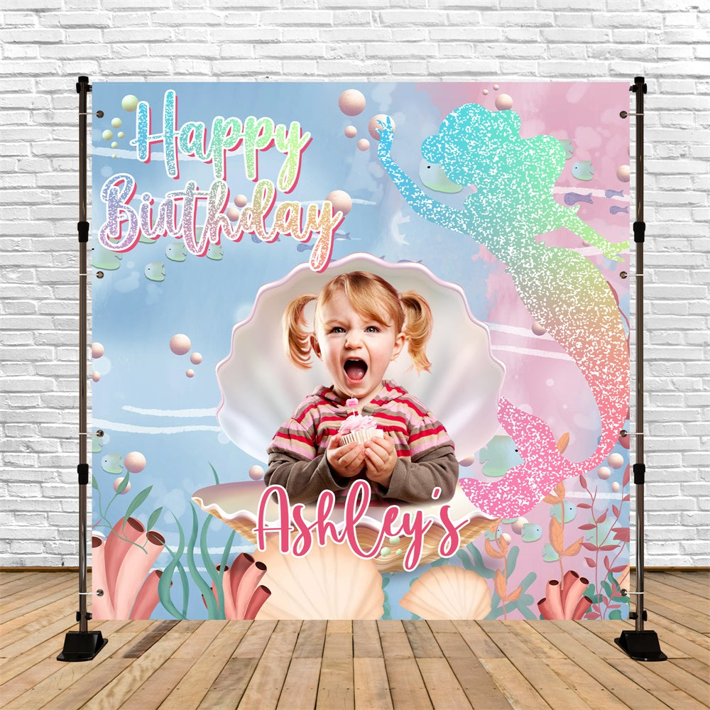 Customized Birthday Backdrop Underwater Party Mermaid Backdrop BRP5-125