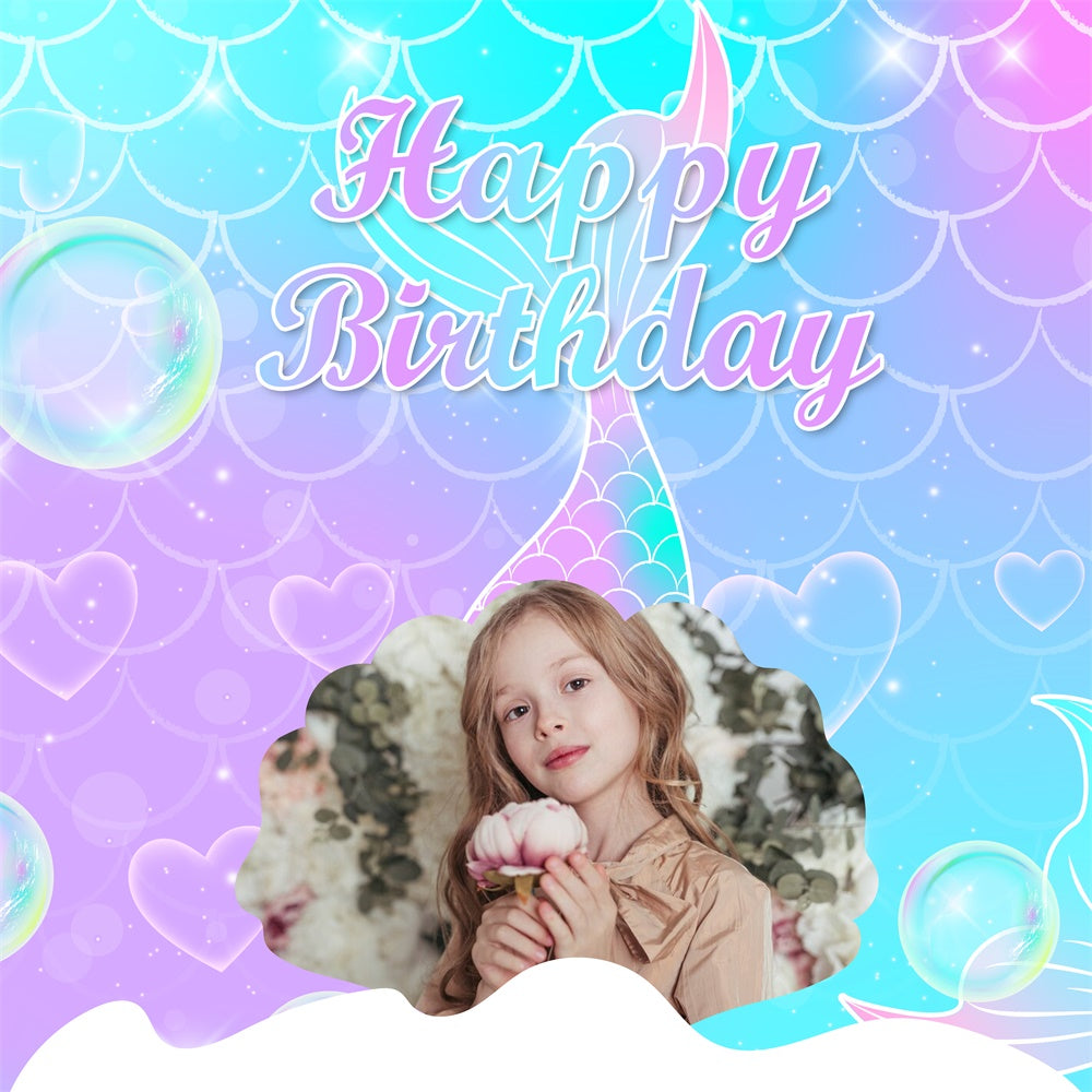 Personalized Birthday Backdrops Mermaid Fantasy Birthday Backdrop BRP5-126