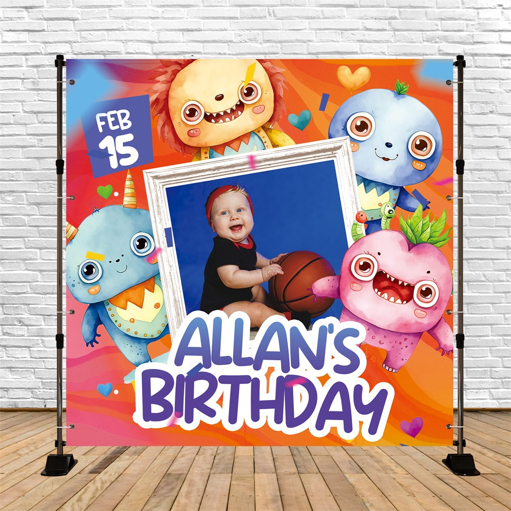 Customized Backdrop For Birthday Cartoon Monster Cute Backdrop BRP5-132