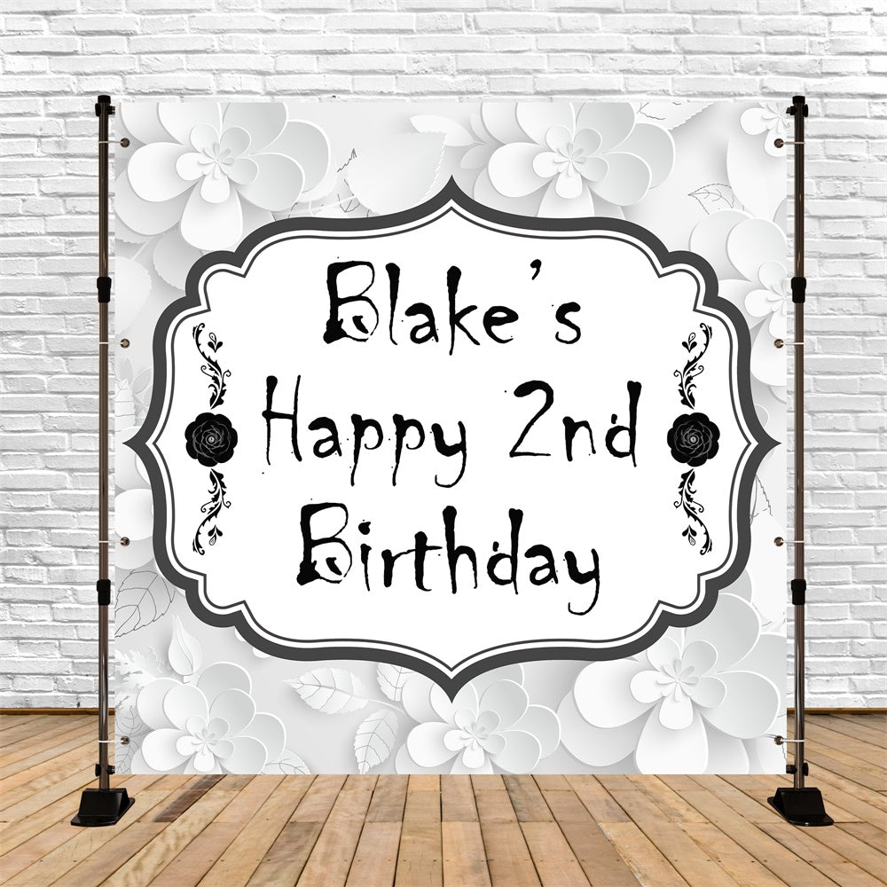 Custom Birthday Backdrops Artistic Elegant Floral 2nd Backdrop BRP5-144