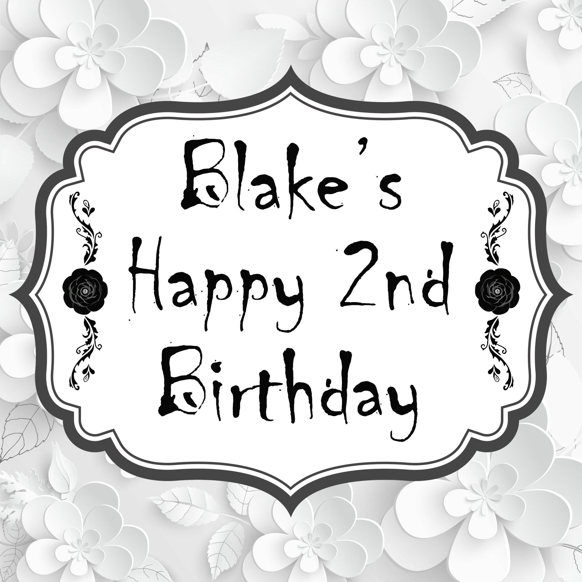 Custom Birthday Backdrops Artistic Elegant Floral 2nd Backdrop BRP5-144