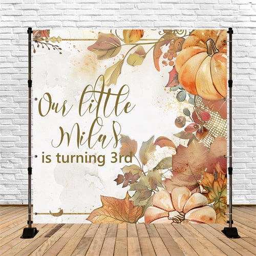 Customized Birthday Backdrop Autumn Harvest Rustic 3rd Backdrop BRP5-145